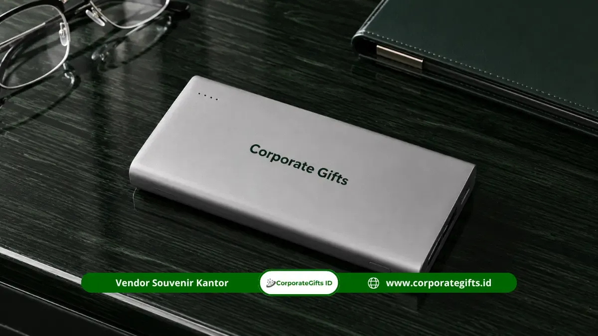 Proses laser engraving dan UV print pada bodi souvenir powerbank | CorporateGifts.ID