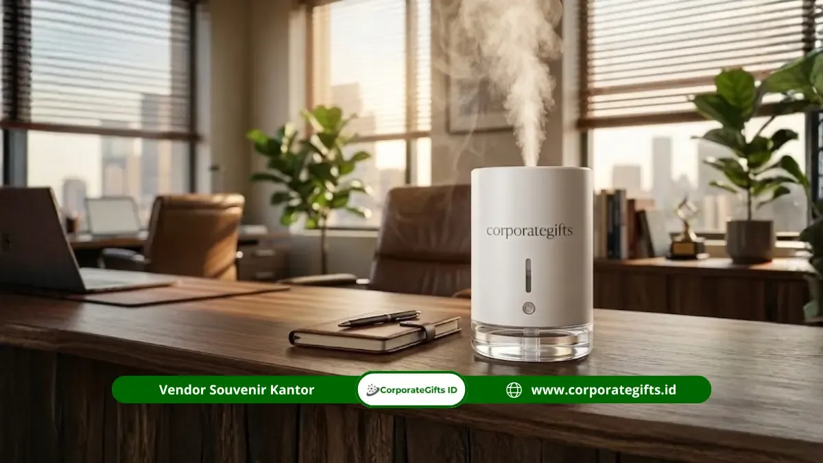 Custom logo souvenir humidifier kantor elegan di atas meja kerja modern