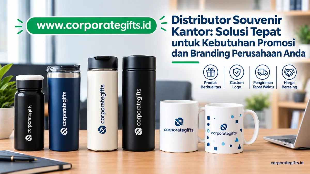 Kurasi ragam produk souvenir kantor mulai dari tumbler premium, gift box, hingga merchandise custom logo