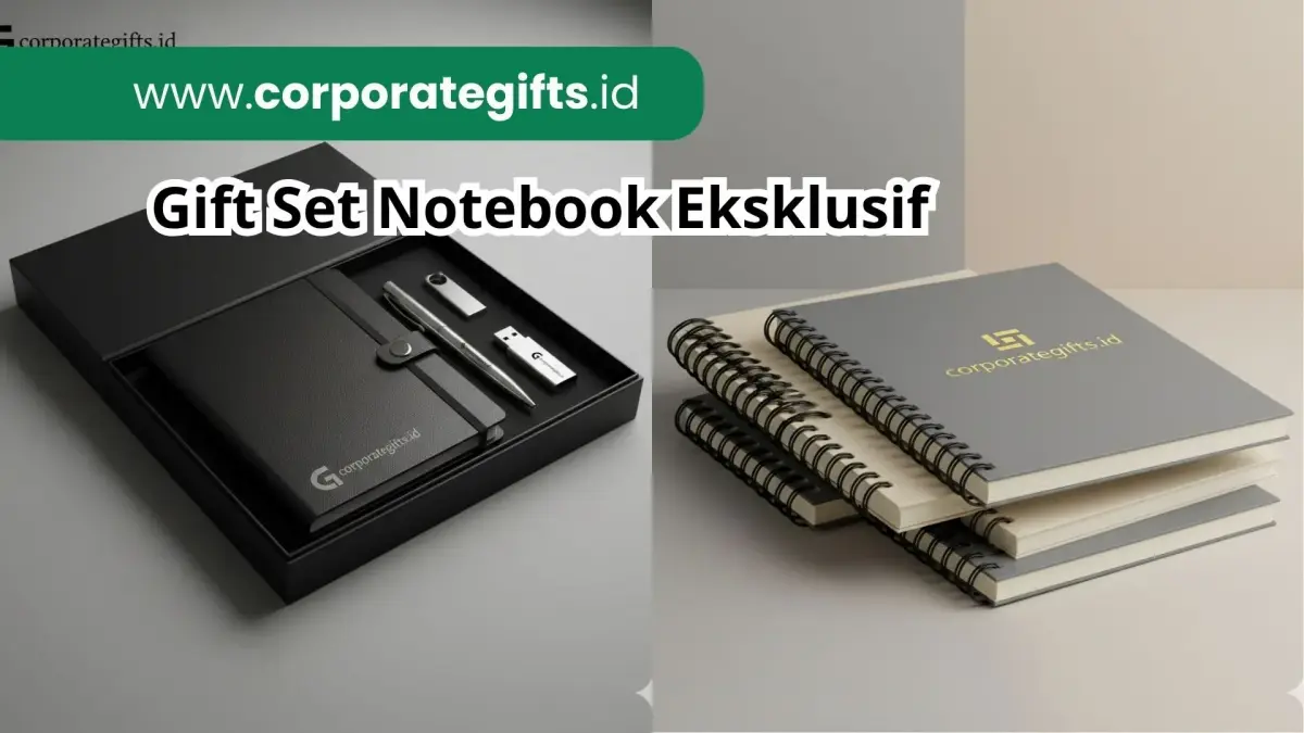 Kombinasi item gift set notebook eksklusif dengan tumbler custom dan pena metal | CorporateGifts.ID