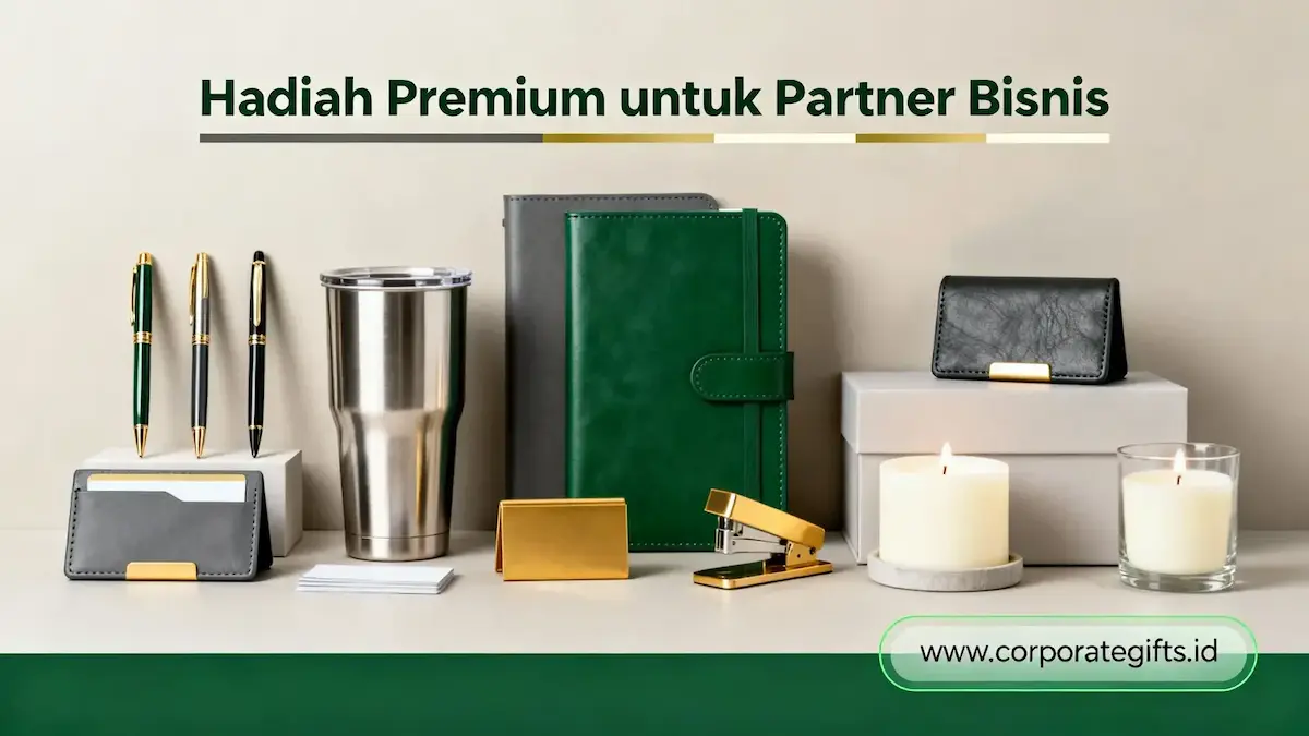 Pilihan kurasi isi hampers VIP eksekutif seperti leather organizer dan reed diffuser aromaterapi