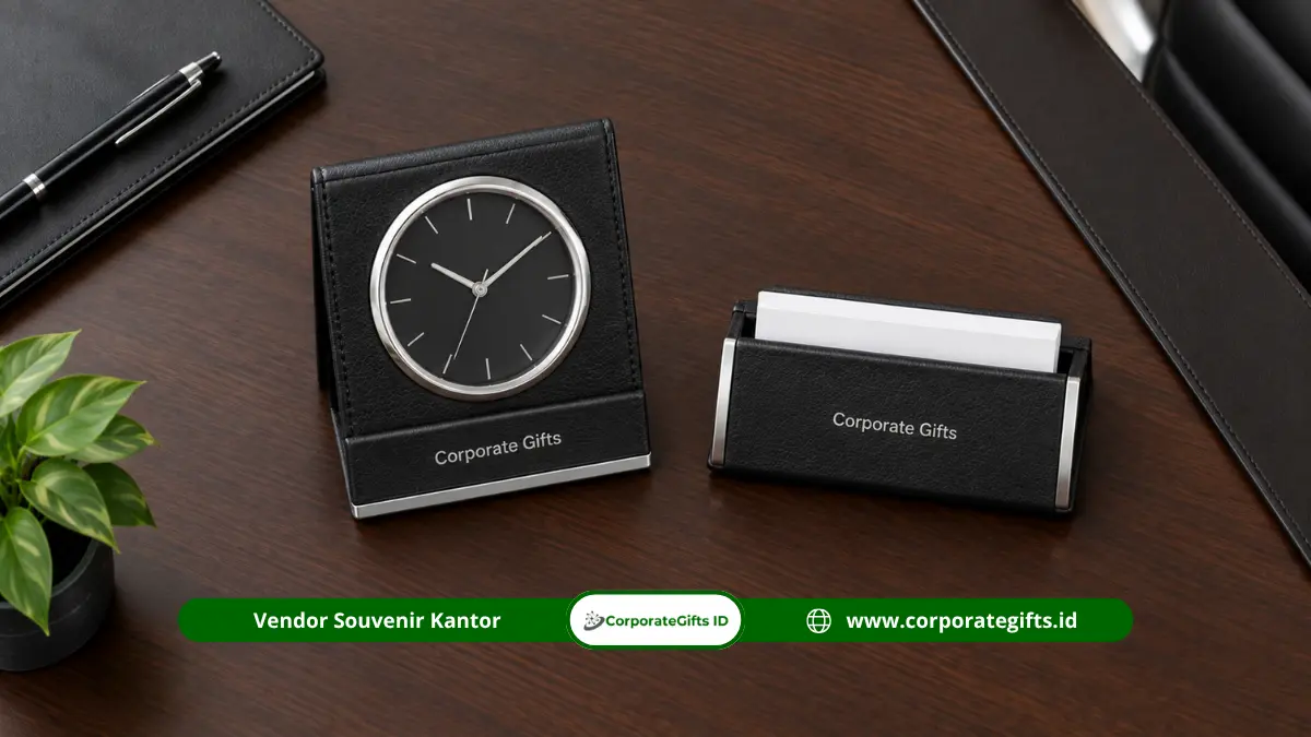 Jam meja dan card holder custom untuk kebutuhan kantor pemerintah