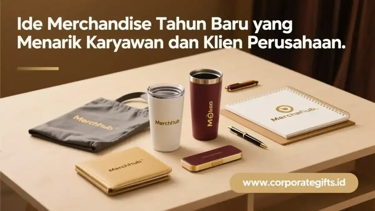 Paket gift set tahun baru kalender meja agenda kulit dan tumbler | CorporateGifts.ID