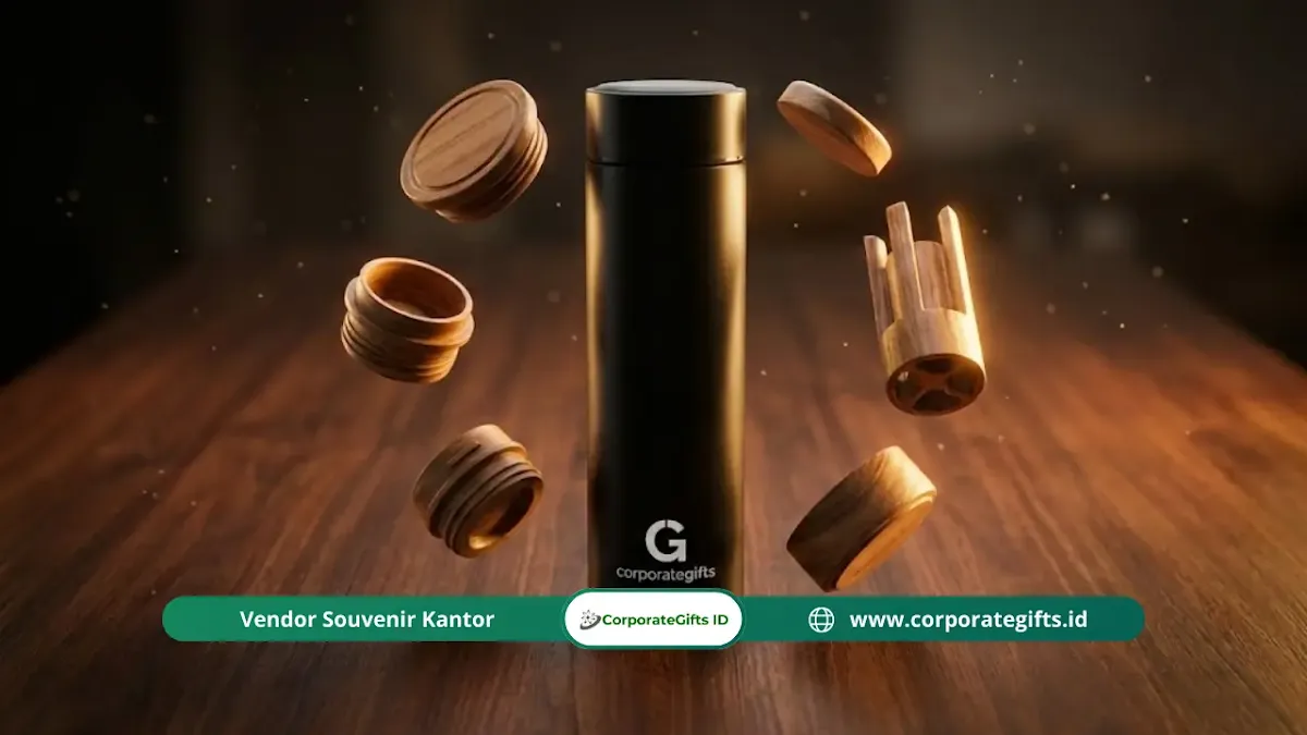 Tumbler Stainless Steel Aksen Bambu Eco-Friendly - CorporateGifts.ID