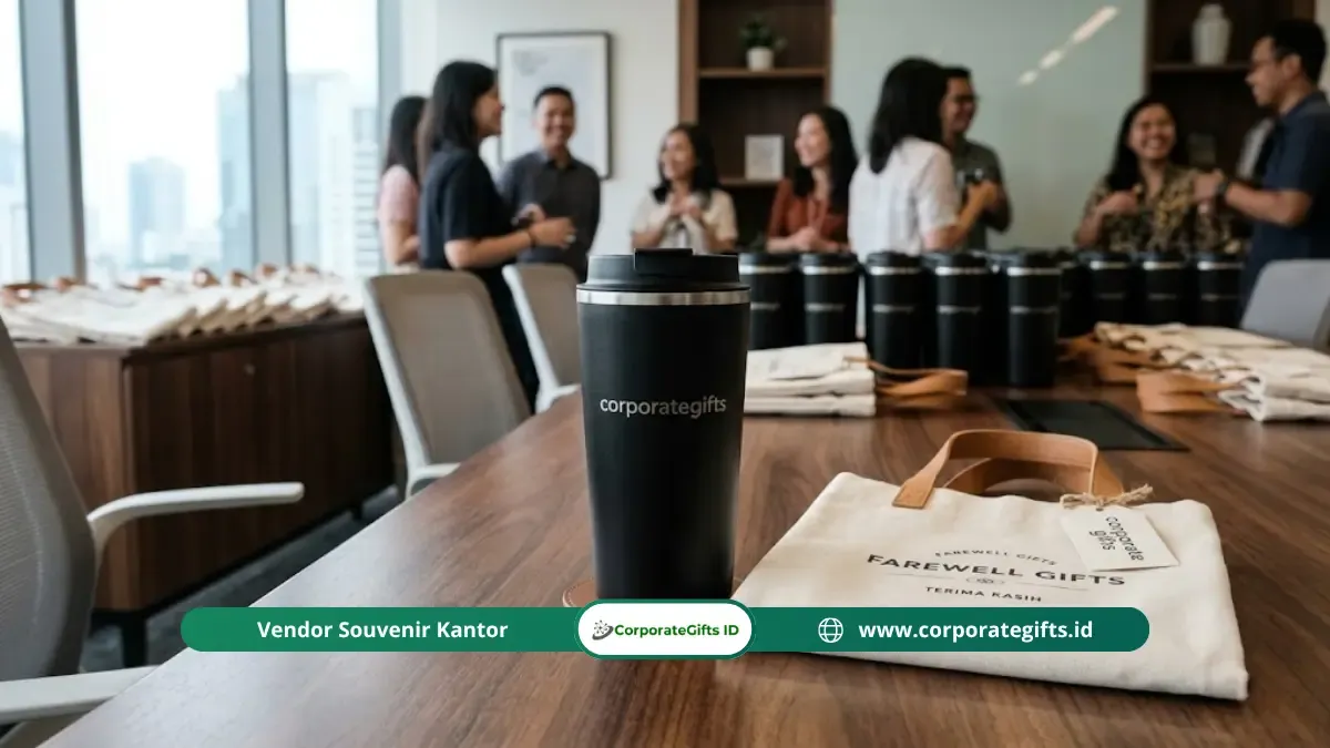 Suasana acara perpisahan kantor dan pembagian paket souvenir perpisahan | CorporateGifts.ID