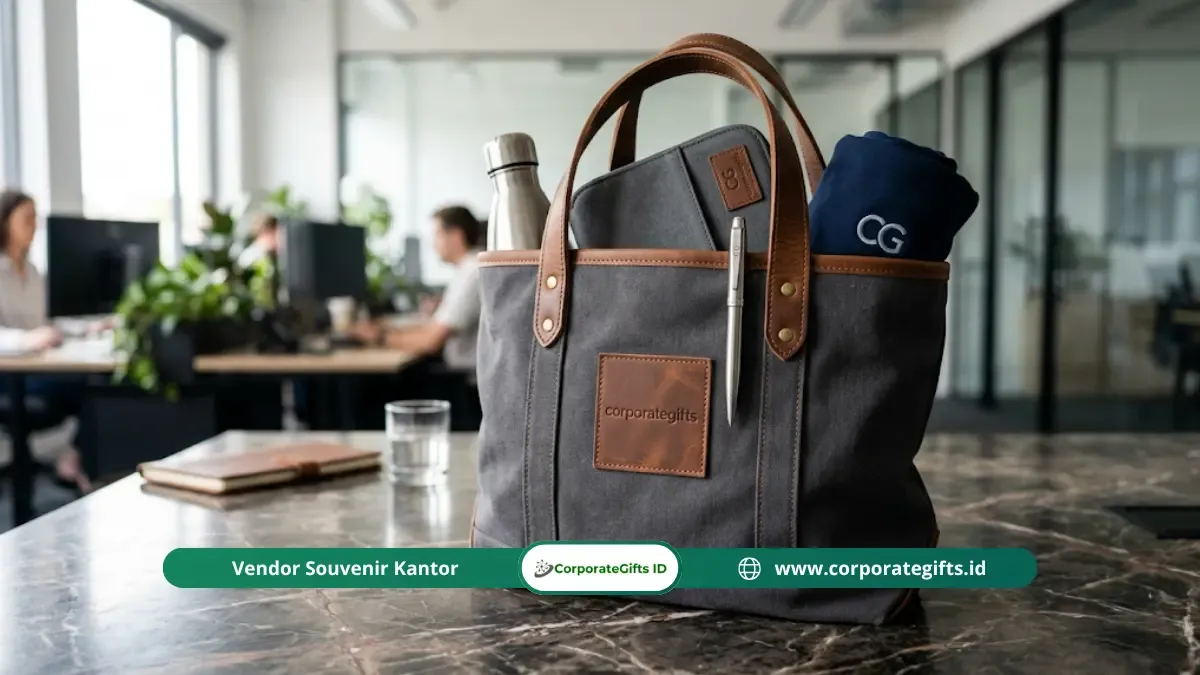 Komposisi isi goodie bag seminar korporat fungsional berlogo - CorporateGifts.ID