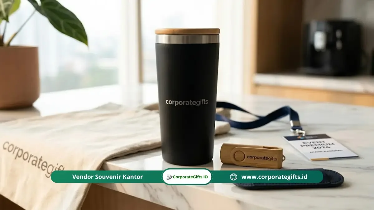 Item premium goodie bag seminar termasuk tumbler dan flashdisk berlogo - CorporateGifts.ID