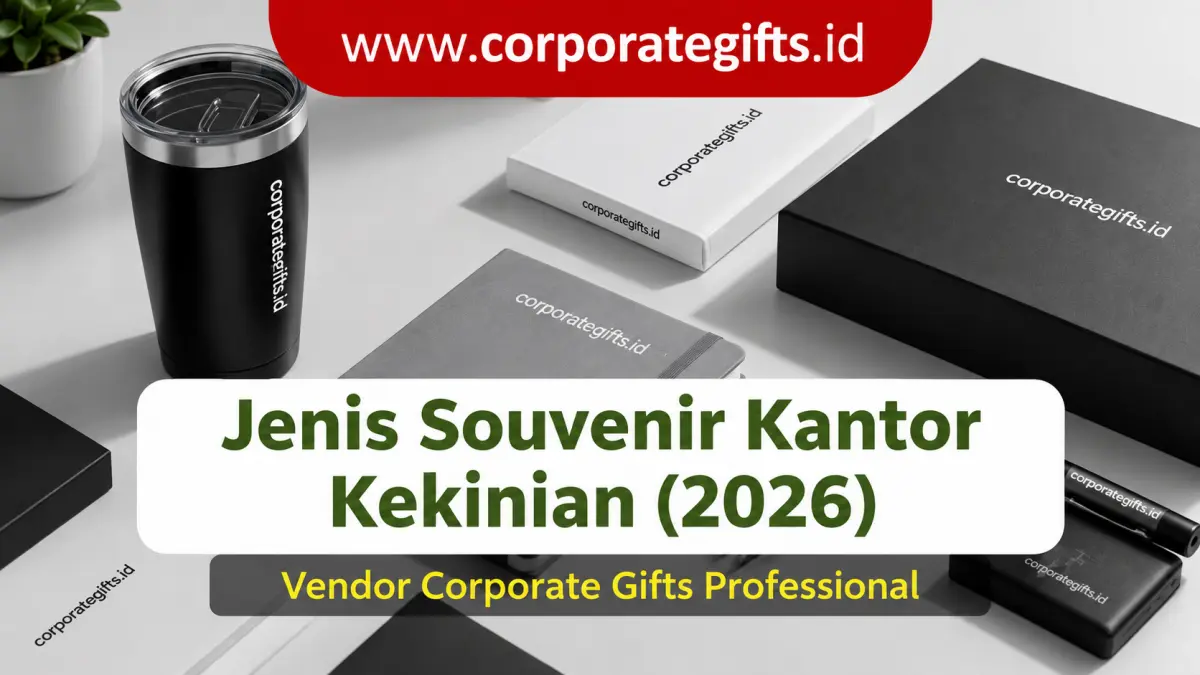 Kombinasi souvenir kantor teknologi dan merchandise fungsional untuk karyawan modern