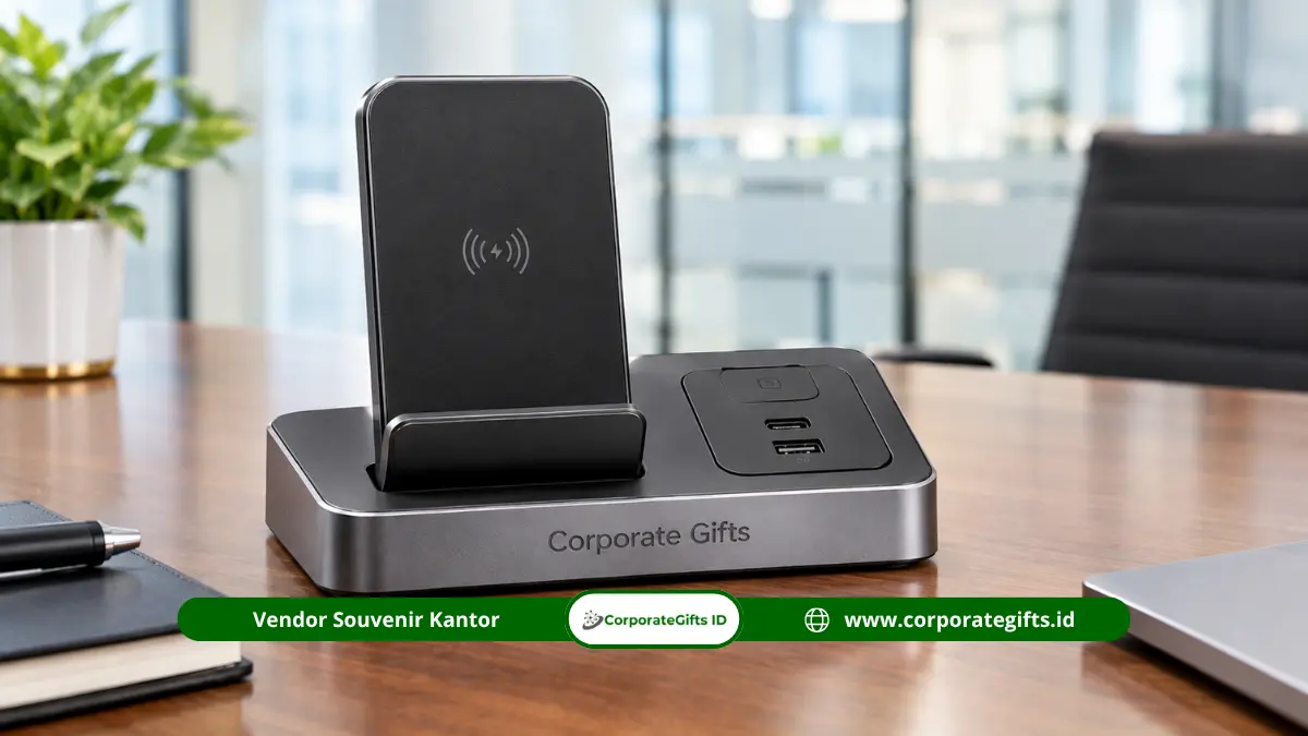 desktop charging dock untuk merchandise meeting perusahaan
