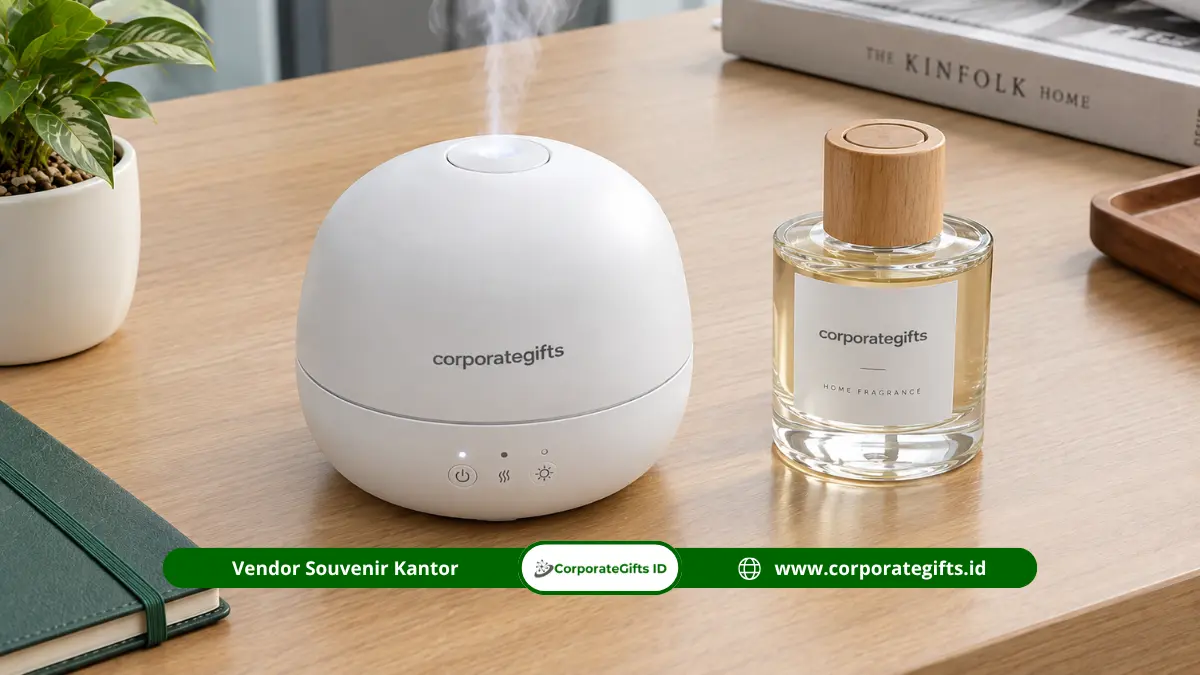 Aroma diffuser minimalis premium inspirasi merchandise property launching yang memberikan kesan home-living.