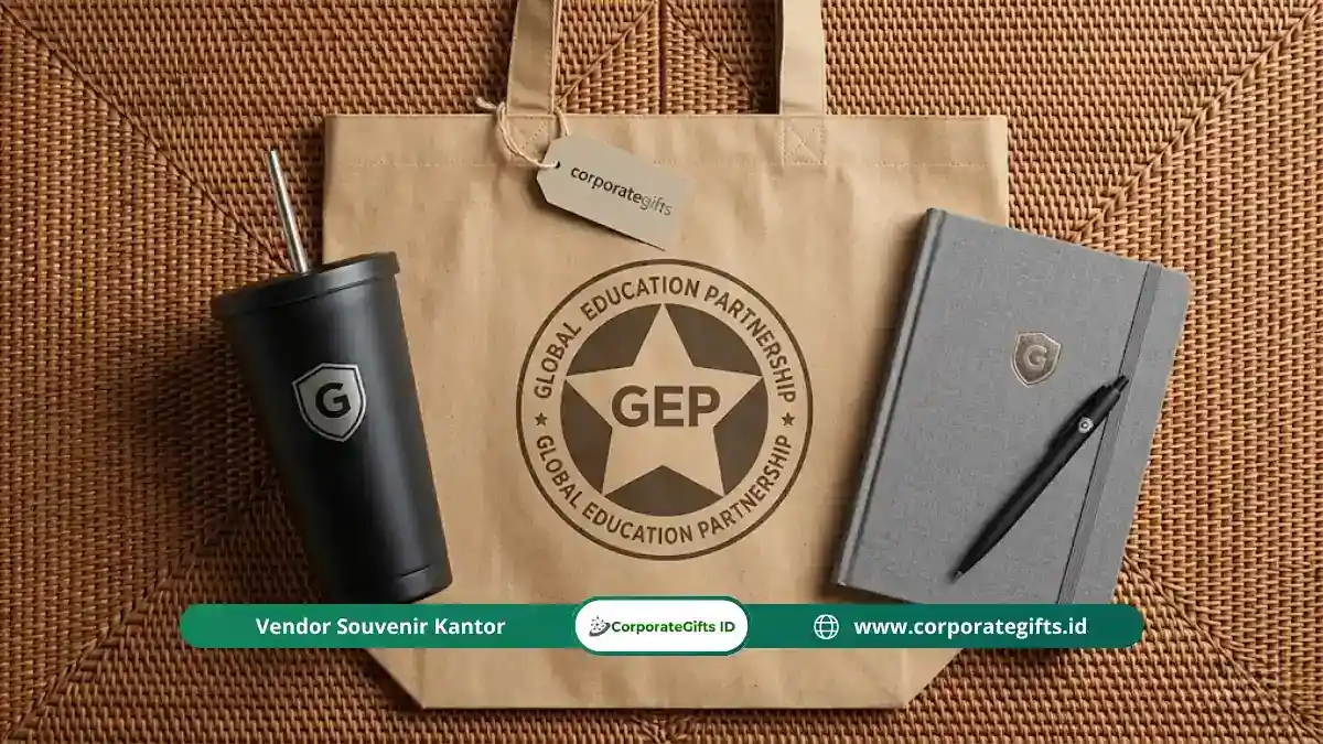 Paket totebag kanvas dan tumbler custom logo souvenir mitra sekolah | CorporateGifts.ID