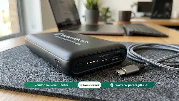 Teknik Laser Engraving dan Sablon UV Logo Power Bank | CorporateGifts.ID