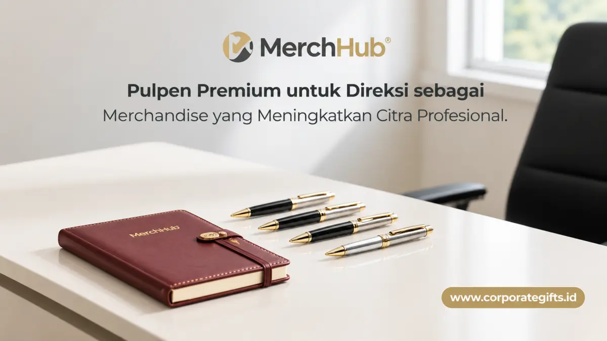 Pulpen premium direksi bersanding dengan notebook agenda kulit mewah | CorporateGifts.ID