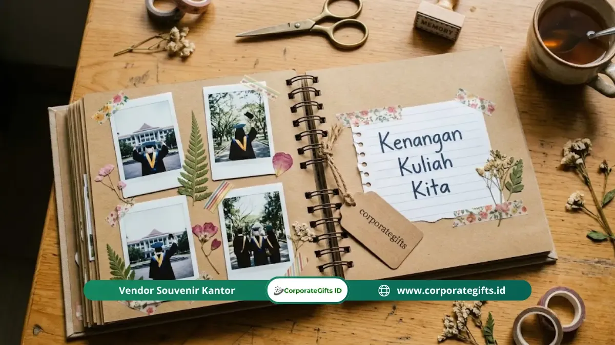 Scrapbook handmade kado sidang skripsi berisi foto kenangan kuliah | CorporateGifts.ID
