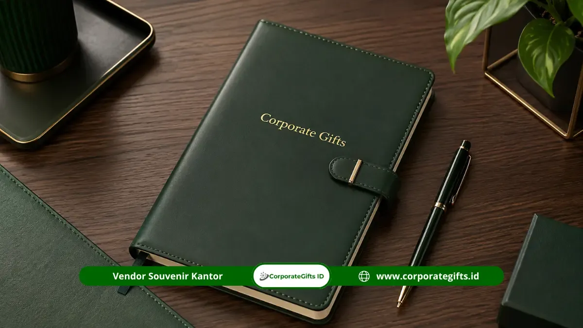 Agenda kulit premium dan pulpen metal untuk souvenir acara kantor Bandung | CorporateGifts.ID