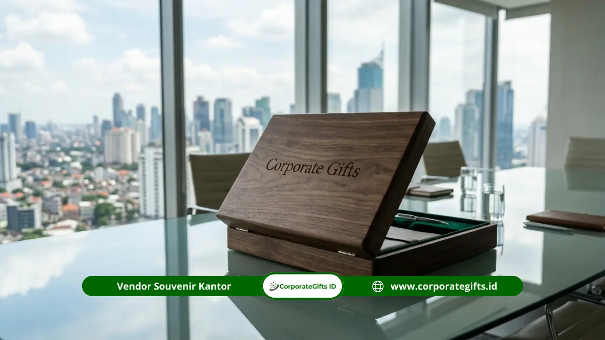 Kotak kayu souvenir event perusahaan dengan ukiran Corporate Gifts