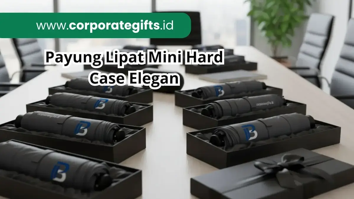 Payung lipat mini hard case souvenir elegan untuk perusahaan perbankan | CorporateGifts.ID