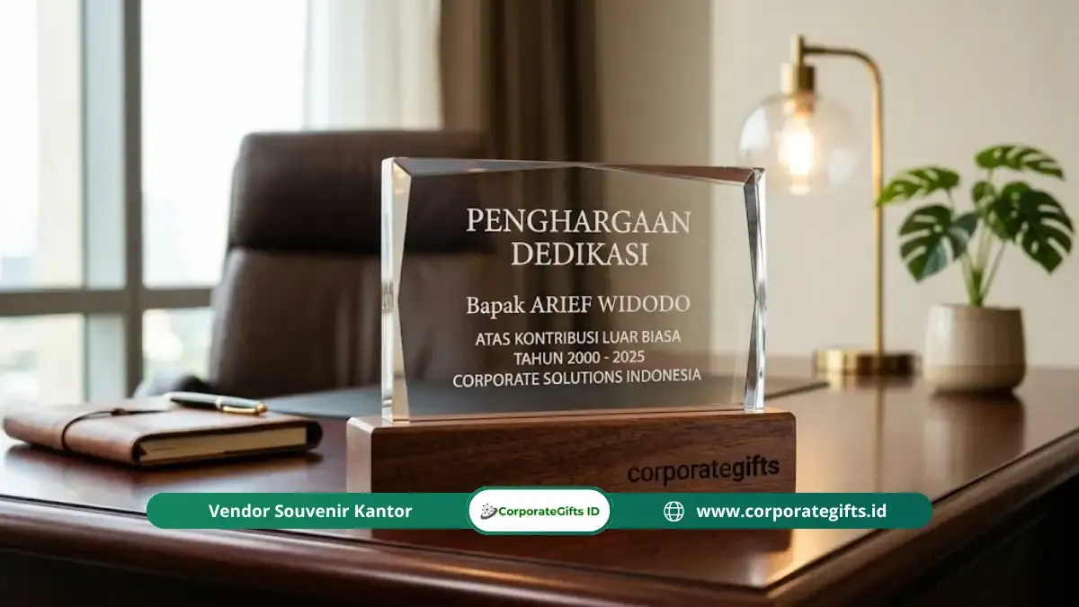Gift set hampers premium perpisahan kantor dengan kemasan hardbox elegan dan ukiran dedikasi kerja