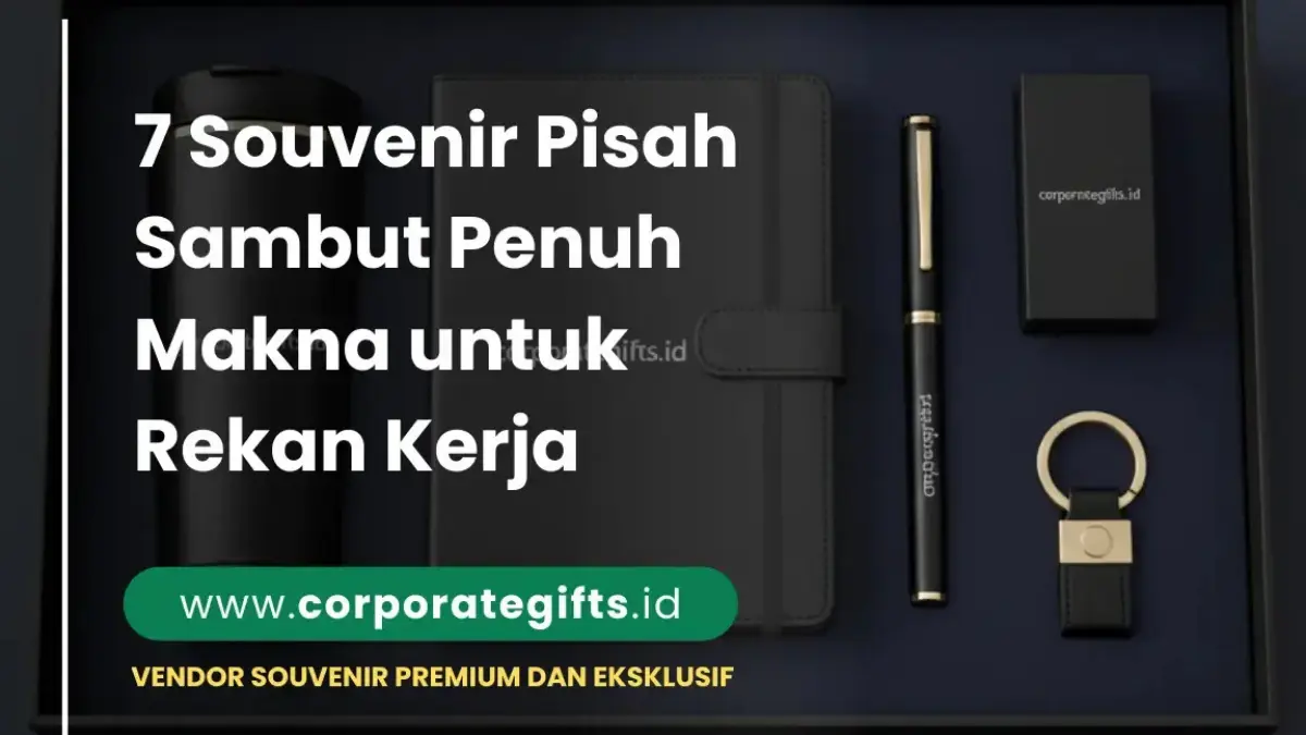 Paket souvenir pisah sambut elegan dengan tumbler, agenda kulit, pen metal, dan gantungan kunci | CorporateGifts.ID