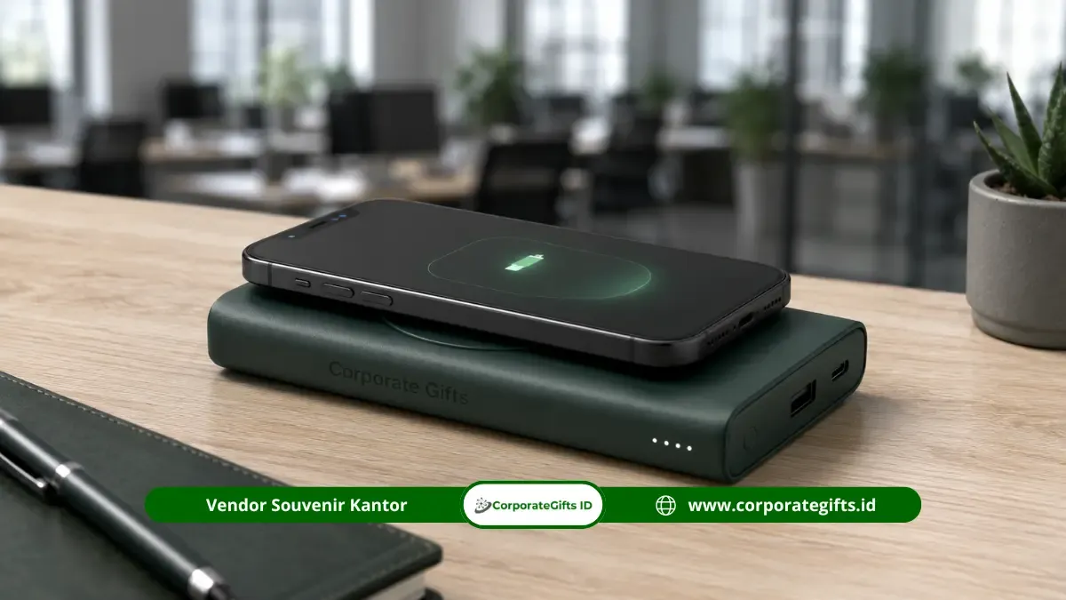Fitur wireless fast charging pada souvenir powerbank custom Corporate Gifts | CorporateGifts.ID