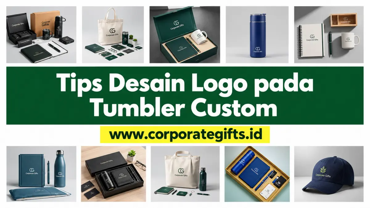 Panduan orientasi dan kontras desain logo tumbler korporat | CorporateGifts.ID