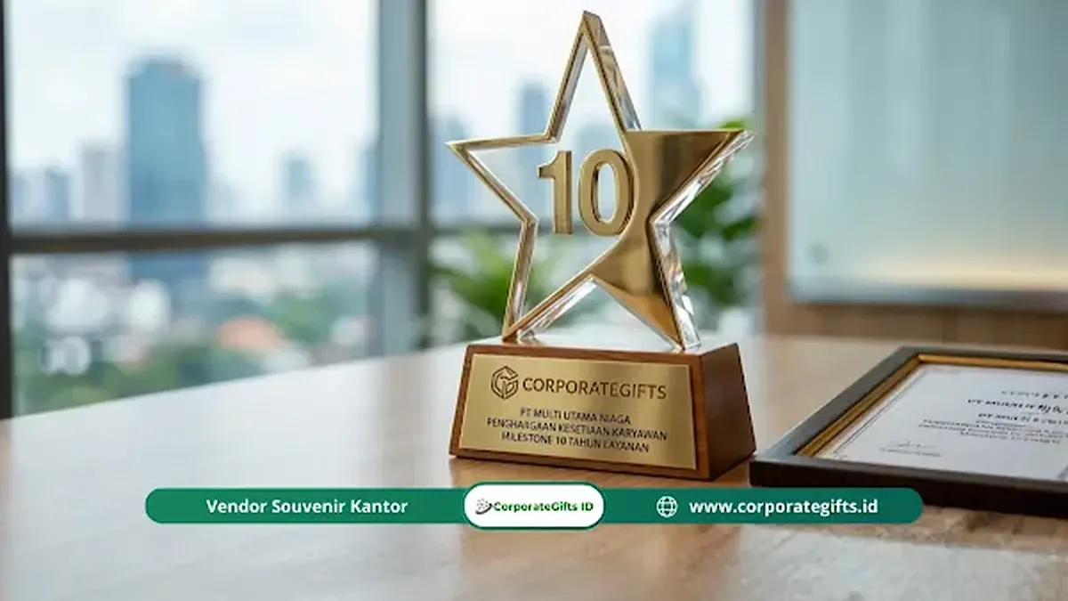 Trofi Penghargaan Milestone Karyawan 10 Tahun | CorporateGifts.ID
